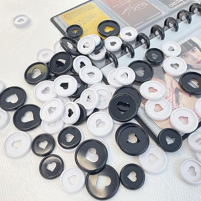 100pcs Planner Expander Discs 1.26Inch Book Binding Disc For Discbound Notebook Accessories Heart Binder Rings(White Black Mixed,1.26 inch/32 mm)