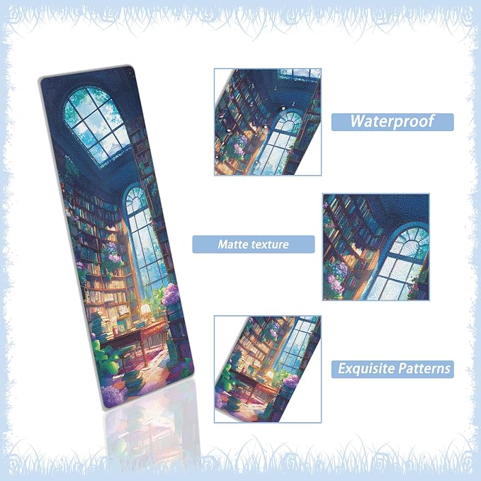 10 Pcs Secret Library Bookmarks Set, Stained Glass Aesthetic Book Mark for Book Lovers, Transparent Matte PVC Book Marker Clips Gifts for Bookworms and Reading Accessories (6 x 2 Inch)