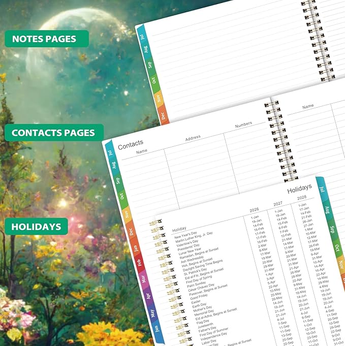 Planner 2026-2027 - Academic Planner 2026-2027, Jul.2026 - Jun.2027, 9" x 11", 26-27 Calendar Planner Weekly and Monthly with Colorful Tabs, Strong Twin-wire, Back Pocket - Dreaming Moon