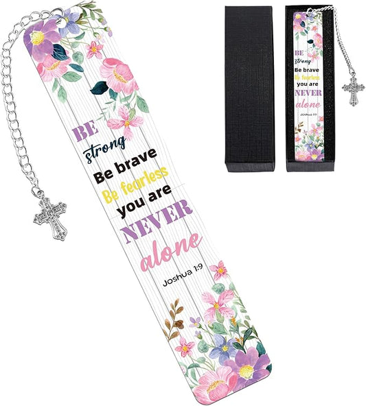 Christian Bible Bookmarks Gift: Inspirational Scripture Book Mark for Reading, Metal Aesthetic Page Marker Clips, Gifts for Women Book Lovers Teen Girls School Office with Cross Pendant Gift Box