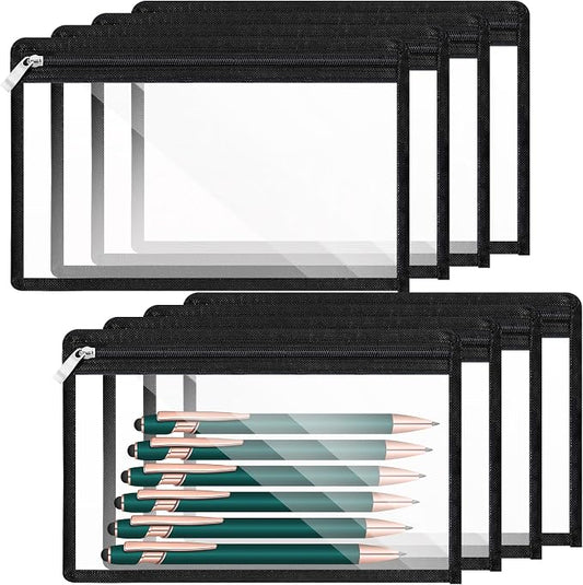 8 Pcs Clear Zipper Pouches, Clear Pencil Pouch,PVC Waterproof Makeup Pouch Envelopes Folder Storage,Document File Organization Bags for Home Office Supplies(7 x 11.4inch)