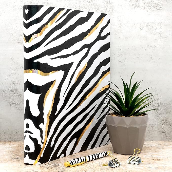 Pukka Pad, Wild A4 Preloaded 3-Ring Binder – Includes Personal Details and Planner Pages – Comes Preloaded with 5-Part Dividers – Standard 3-Ring Mechanism - Zebra