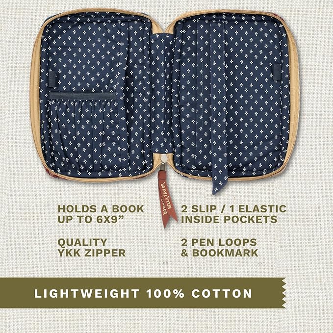 Bella Taylor Small Bible Cover for Women - Quilted Cotton Bible Case for 6 x 9 inch Books - Primitive Patch