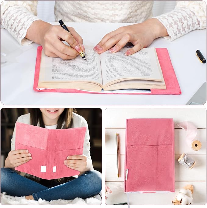 APLUFINE Velvet Book Cover for Paperbacks, Reusable Fabric Book Cover with Pockets, Adjustable Book Protector for Softcover Books, Journals & Bibles