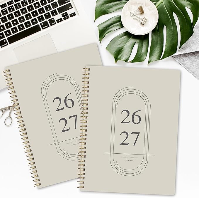2026-2027 Monthly Planner - 2 Year Monthly Planner 2026-2027, Jan 2026 - Dec 2027, 7" x 9", 2 Year Calendar with 24 Month, Twin-wire Binding, Note Pages, Beige