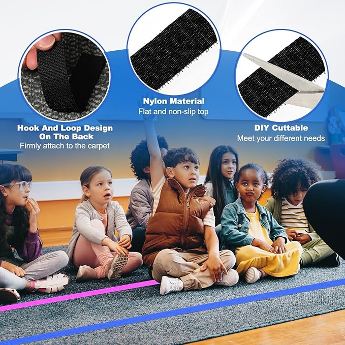 PATIKIL Carpet Marker Strips 0.8 Inch x 16.4 Ft, 2 Roll Floor Markers Nylon Strip Floor Marking Tape for Classroom Rug Teacher Supplies, Black