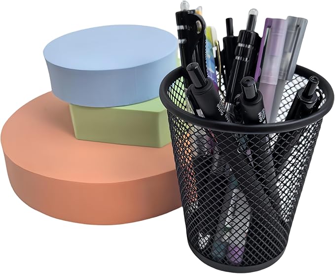 Fengtaiyuan Metal Mesh Pen Holder, 6-Pack, Wire Mesh Desk Organizer, Multifunctional Pen Cup for Office, Home, School, Rust-Resistant & Sturdy Desk Accessory (T16)