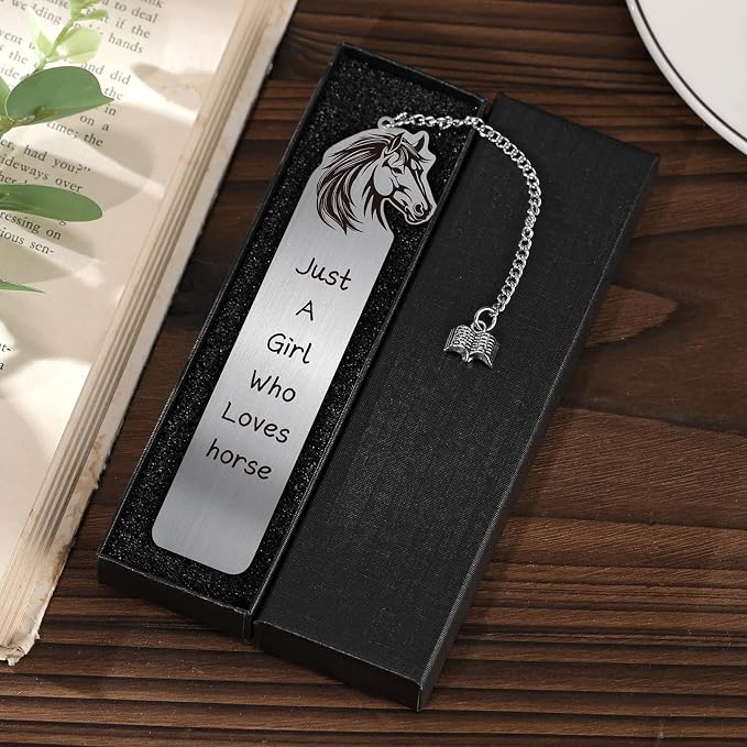 Horse Bookmark Gifts for Women - Funny Just A Girl Who Loves Horse Metal Book Marks Cute Animal Bookmarks Best Stuff Decor Reading Kids Daughter Students Teacher School Birthday Graduation