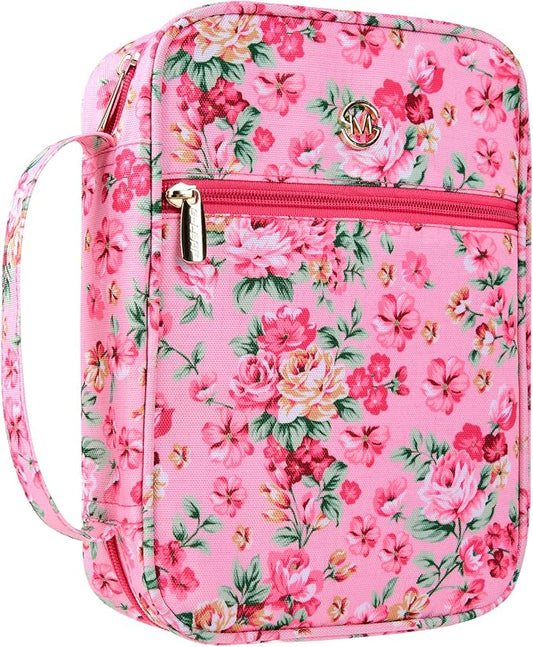 G-LEAF Bible Cover Case/Book Cover, Bible Case for Women Girls, Bible Cover Bags Floral Pattern With Handle Fits for Standard Size Bible, 9.5x6.7x2.5 In