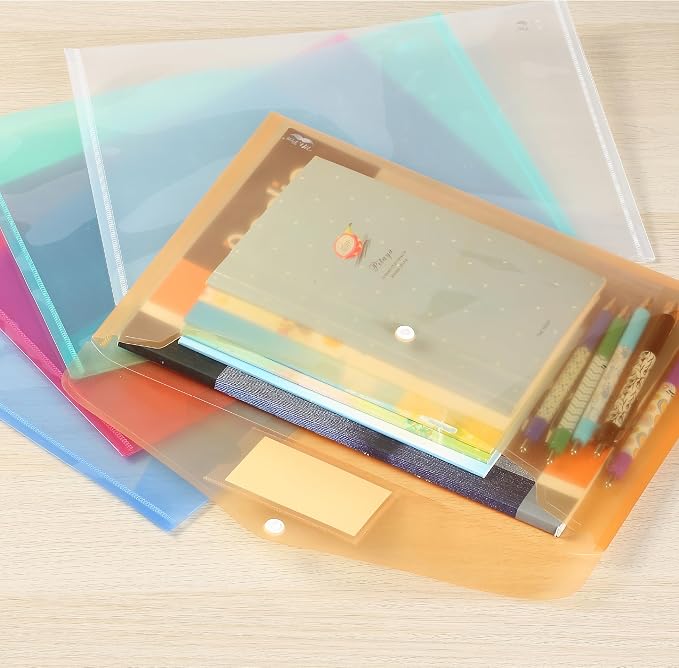 Mr. Pen- Plastic Envelopes, 10 Pack, A4, Letter Size, Plastic Envelopes with Snap Closure