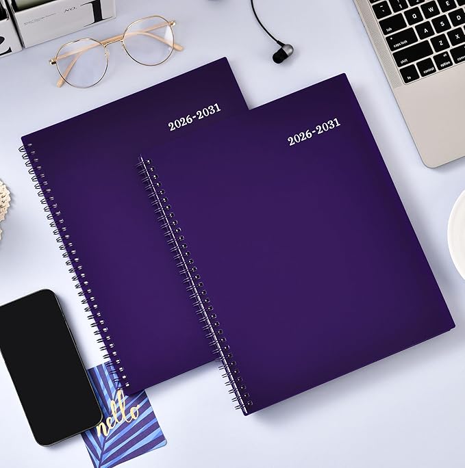 2026-2031 Monthly Planner/Monthly Calendar - 5 Year Planner from Jul. 2026 - Jun. 2031, 60 Month Planners, 9" x 11", Monthlys Calendar 2026-2031 with Tabs + Double-Side Pocket + Durable Polypropylene Cover - Purple