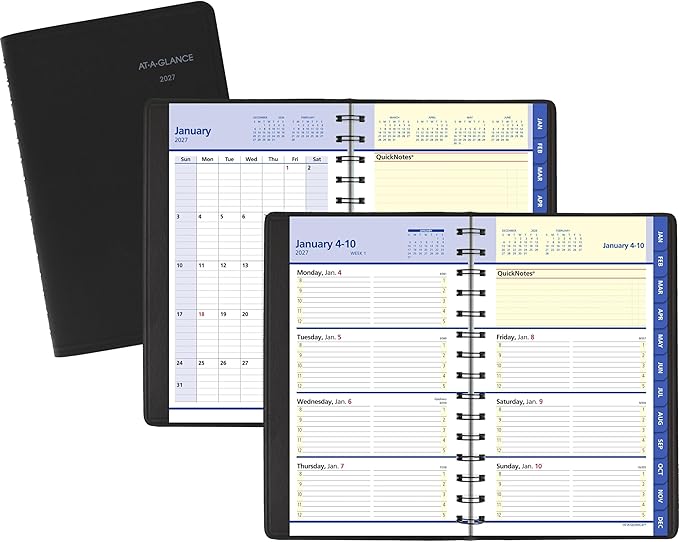 AT-A-GLANCE 2027 Appointment Book Planner, Weekly & Monthly, 5" x 8", QuickNotes, Black (76020527)