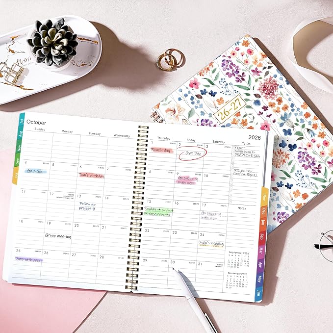 Planner 2026-2027 - Weekly & Monthly Planner, Jul 2026-Jun 2027, Academic Planner 26-27, 6.4"×8.5", Tabs, Thick Paper, Twin-Wire Binding, Back Pocket, Inspirational Quotes for Office Home School