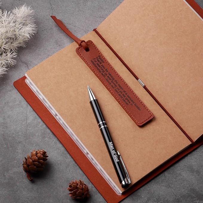 Pastor Gifts, Pastors Appreciation Gifts 7pcs Set For Men, 20oz Tumbler Leather Journal Cards Signs Pen Bookmark for Christian Christmas Birthday Retirement Anniversary