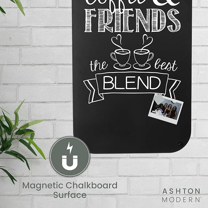 Metal Magnetic Chalkboard for Wall - 17 x 31.5 Inch Large Chalk Board Sign Board for Wall, Magnet Board, Blackboard Food Truck Menu Board for Kitchen, Hanging Signs - Rectangular