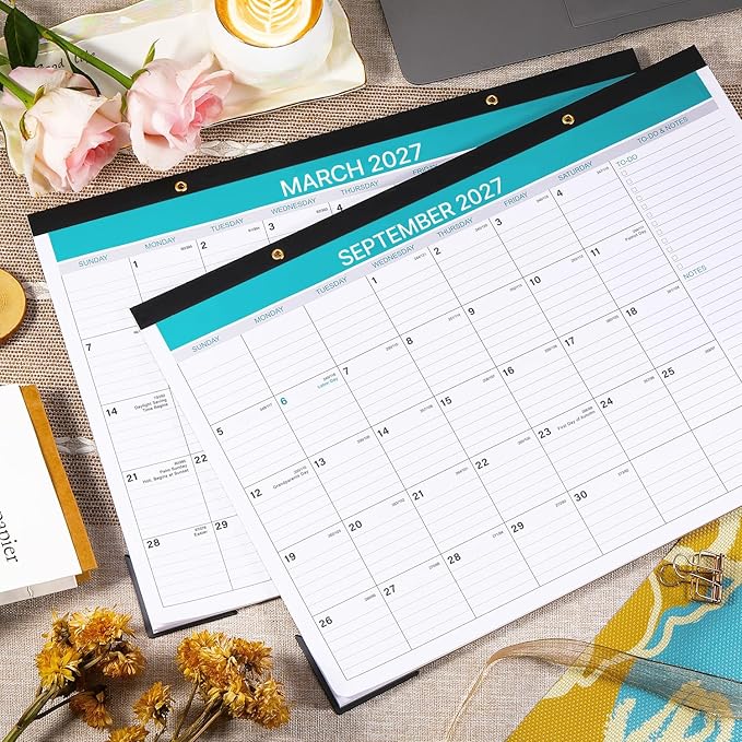 Desk Calendar 2026-2027 - Calendar 2026-2027 from July 2026 to December 2027, 12'' x 17'', 18 Monthly Desk Calendar with Ruled Blocks for Planning