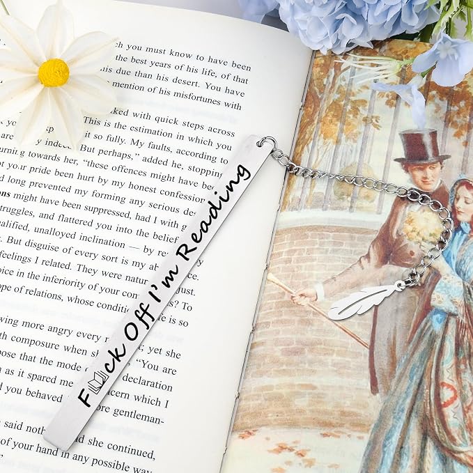 2Pcs Funny Smutty Bookmark Gifts for Men Book Lover Metal Book Mark Stainless Steel Bookmark Inspirational Women Reading Accessories Unique Friend Coworker Teacher Gifts Male Christmas Birthday Gift