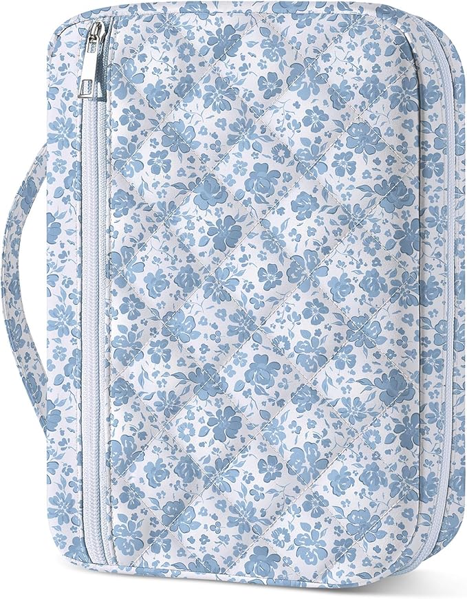 Bible Cover Case for Women, Quilted Bible Cover Bag with Handle for Girls, Bible Carrying Case Study Supplies Accessories for Women