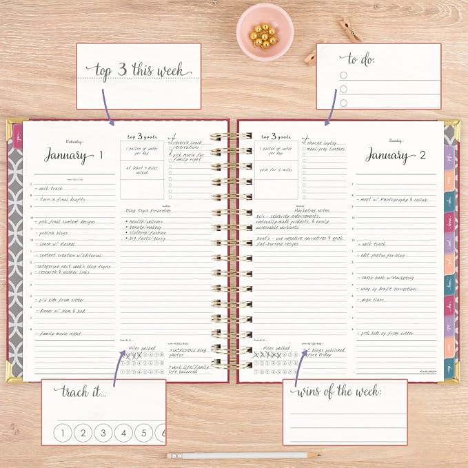 AT-A-GLANCE 2025 Planner, Daily & Monthly, 7" x 8-3/4", Medium, Hardcover, Harmony, Berry (6099-806-59-25)