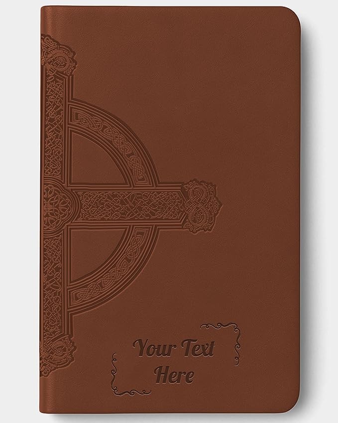 Personalized NLT Bible with Engraved Name, Brown Celtic Cross Large Print Premium Value Thinline, Faux Leather, New Living Translation