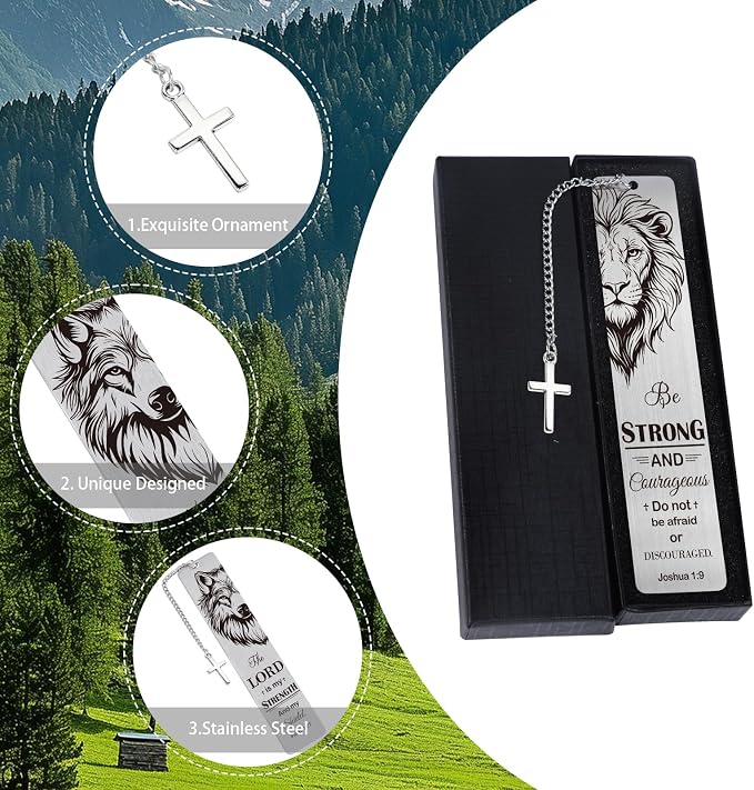 Christian Bookmark with Pen Gifts - Inspirational Religious Gift for Book Lovers, Bible Verse Christmas Birthday Appreciation Retirement Encouraging Graduation Present for Men Women Friends