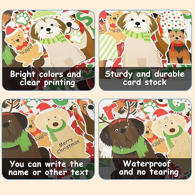 JarThenaAMCS 73Pcs Christmas Pet Dog Bulletin Board Decoration Set Cute Puppy Theme Paper Cutouts for Xmas Holiday School Classroom Chalkboard Decor