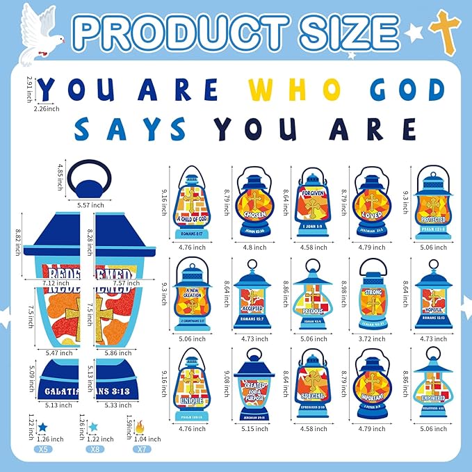 Blosssound Christian Bulletin Board Set Inspirational Classroom Decorations Jesus Oil Light God Says You Are Religious Cutouts for Sunday School Home Ofiice Church Back to School Wall Decor Supplies