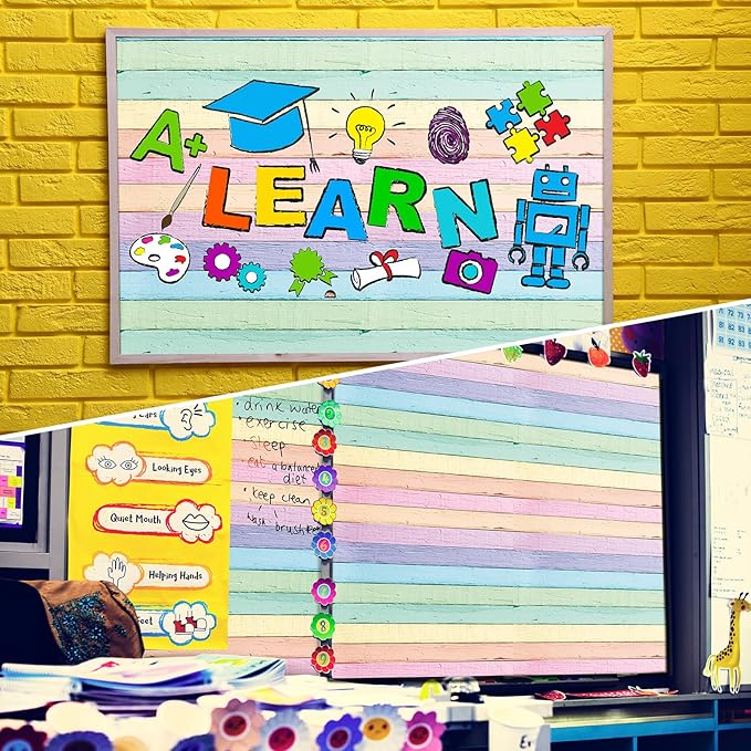 Tenceur 2 Rolls Macaron Bulletin Board Paper 24 Inch x 100ft Fade Resistant Paper Roll for Classroom Decor