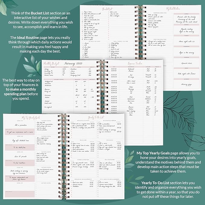 PLANBERRY Large Weekly Planner Premium – Undated Life & Budget Planner – Organizer & Productivity Journal, 8x10.4″ (Green Pastures)