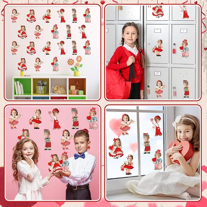 60pcs Vintage Valentine's Day Cutouts Valentines Day Decorations Retro Photo DIY Craft Cutouts Happy Valentine Classroom Bulletin Board Decoration for Home School Office Wall Door Party Supplies