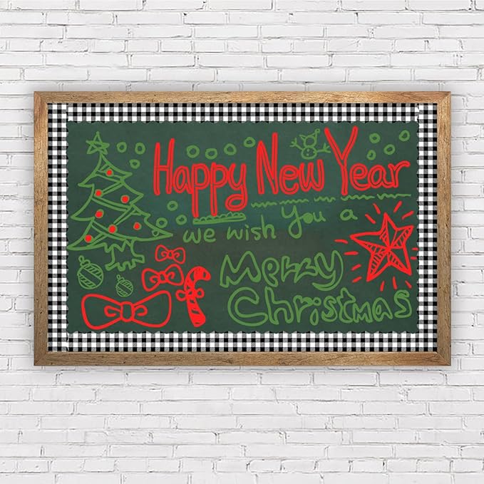72 Feet Black White Buffalo Plaid Bulletin Board Border Trim for Back to School Christmas Holiday Classroom Offices Decoration