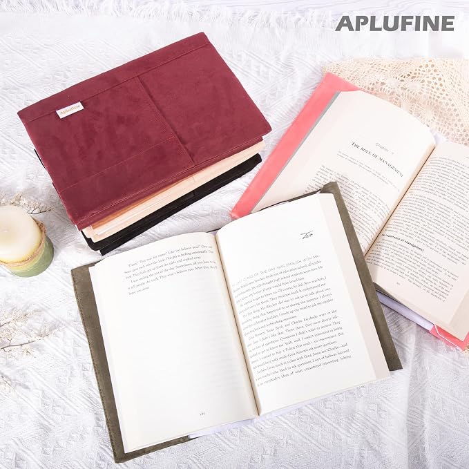 APLUFINE Velvet Book Cover for Paperbacks, Reusable Fabric Book Cover with Pockets, Adjustable Book Protector for Softcover Books, Journals & Bibles