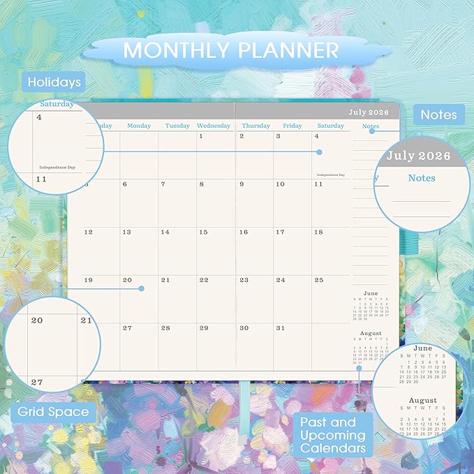 2026-2029 Pocket Planner - JUL 2026 - JUN 2029, 2026-2029 Pocket Calendar, Monthly Planner (36-Month) With 60 Notes Pages, 6.2" x 4", 3 Year Planners with Contacts, Holidays and Pen Holder, Painting