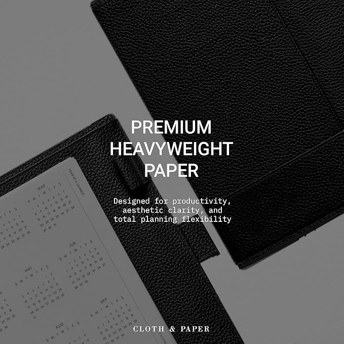 Cloth & Paper 2026 Year At A Glance Single Page Dashboard | Half Letter 8 Disc Punch, 5.5 x 8.5 Inches | Transparent Vellum, Pre-Punched, Fits Large Folio, Full Year Calendar Insert for Planners