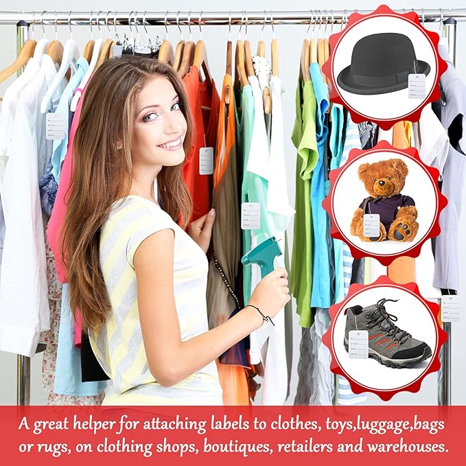 9122 Pieces Price Tags for Clothing Clothes Garment Tag Attacher Garment Tagging Applicator Price Marking Labeler Plastic Fasteners Barbs Roll Ink Refill Rollers Clothing Paper Tags Needles Sticker
