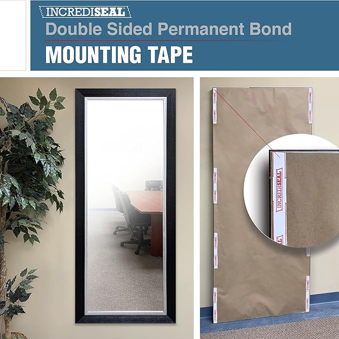 IncrediSeal 1/2" Heavy Duty Double Sided Permanent Bond Mounting Tape, Strong Adhesive for Indoor/Outdoor Use, Gray, 18 yd