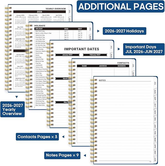 Academic Planner 2026-2027, Weekly and Monthly Calendar Book, July 2026 – June 2027, Hardcover Planner with Tabs, Perfect for Teachers, Students, Women & Men, A4 (8.5" x 11") - Night Peak