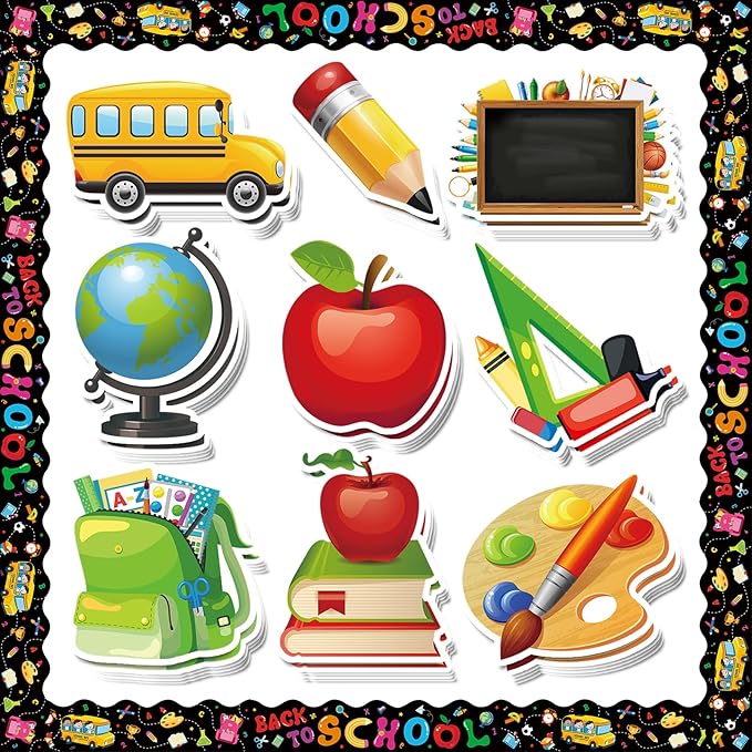 84 Pieces Back to School Classroom Bulletin Board Decoration Set with First Day of School Cutouts Borders for Back to School Party Favor Supplies