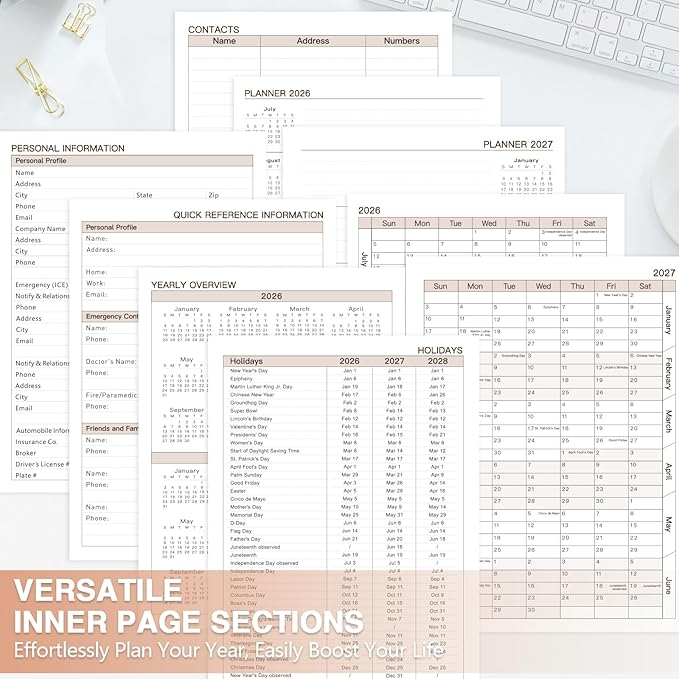 Large 2026-2027 Academic Planner, Weekly & Monthly Appointment Book from Jul. 2026 - Jun. 2027, Work & Life Daily Hourly Planner with Time Slots,A4 Agenda Organizer for School Office, Brown,8.5" x 11"