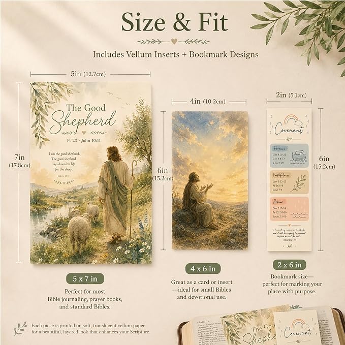 Bible Tip Ins Vellum Bible Inserts for Journaling with Watercolor Scripture Art Bible Study Inserts & Prayer Bookmarks 15PCS Bible Page Overlays for Women
