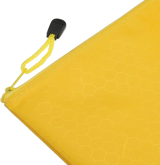 PATIKIL Waterproof Zipper File Bags, 10 Pack A4 Size Document Pocket Storage Organizer Pouch for Travel Office Supply, Yellow