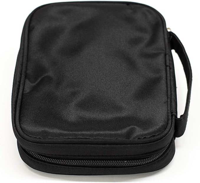 Black Zipper Pocket Microfiber Fabric Paper Back Bible Cover Case with Handle