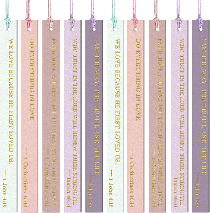 20PCS Leather Bookmark Bible Bookmarks for Reading Women Men Kids Book Lovers Christian Gifts, Page Markers Book Marks Religious Christian Bookmarks Inspirational Bible Verse Scripture (Warm-Toned-1)