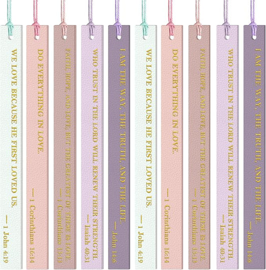 20PCS Leather Bookmark Bible Bookmarks for Reading Women Men Kids Book Lovers Christian Gifts, Page Markers Book Marks Religious Christian Bookmarks Inspirational Bible Verse Scripture (Warm-Toned-1)