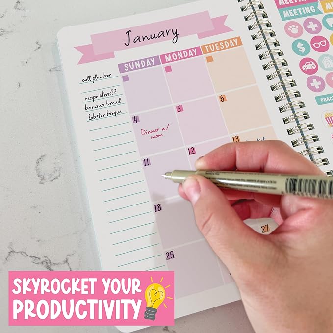 Undated Planner Weekly and Monthly - Spiral Undated Weekly Planner for Kids & Adults, Week Planners Habit Tracker, Goal Planners Notebook for Work, Agenda Planning Notebook