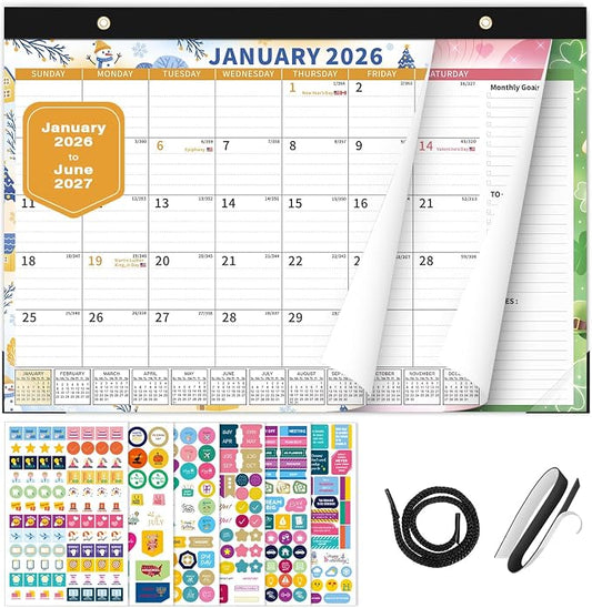 Ospelelf Desk Calendar 2026-2027 Magnetic Calendar for Refrigerator, 12'' x 17'' Wall Calendar 18 Months, Use Jan 2026 - June 2027, Seasons