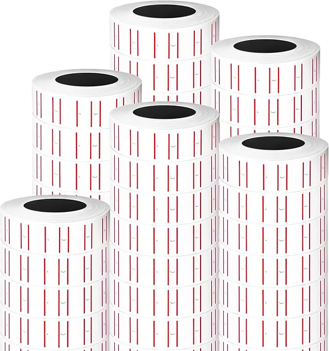 MotBach 15000Pcs 30Rolls Price Stickers Price Tags Labels for Mx-5500 Labeller, White Price Gun Labels Stickers Tags White Pricemarker Machine Sticker Label tag