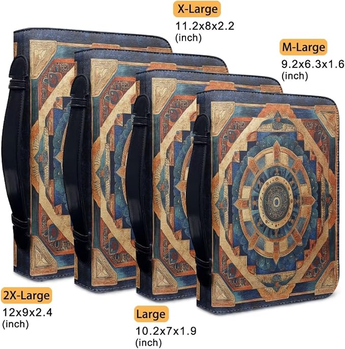 Mandala Style Bible Book Cover Bible Carrying Book Case for Women Bible Cover Carrier Carrying Organizer Bag Bible Study Accessories-Size：L