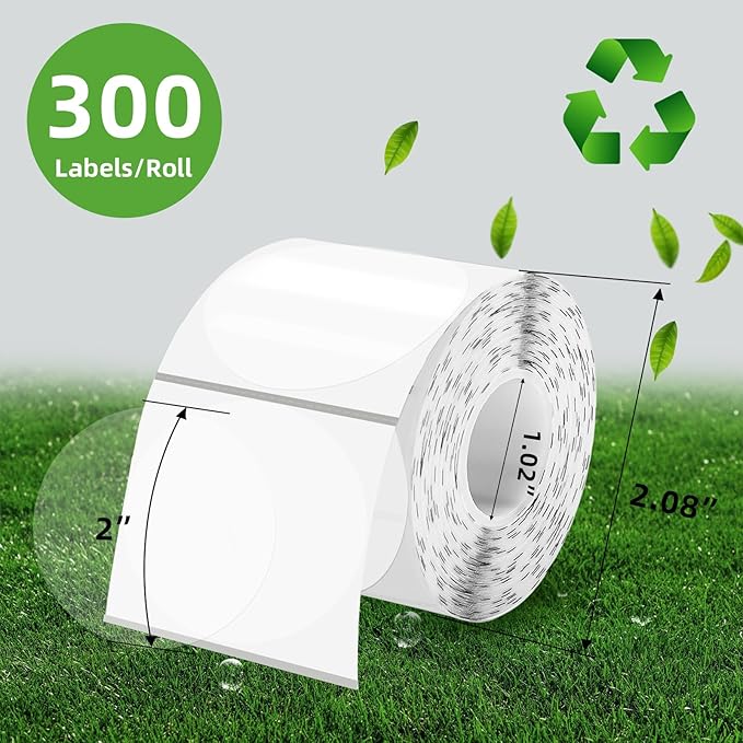 2 Inch Clear Transparent Thermal Label Stickers, Round Clear Self-Adhesive Direct Thermal Labels, Perforation Line Design& Waterproof- 300 Sheets