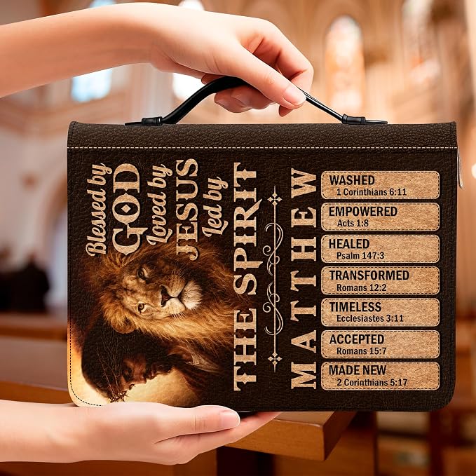 Personalized Man of God Bible Cover, God Says I Am Bible Case PU Leather, Bible Holder Handle Zipper, Faith Scripture with Name Case Bag, Religious Gifts for Church Christians Women Men (03)